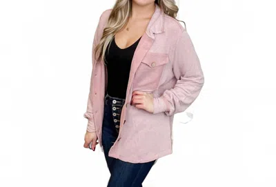 Hailey & Co I've Been Told Knit Long Sleeve Shacket In Pink