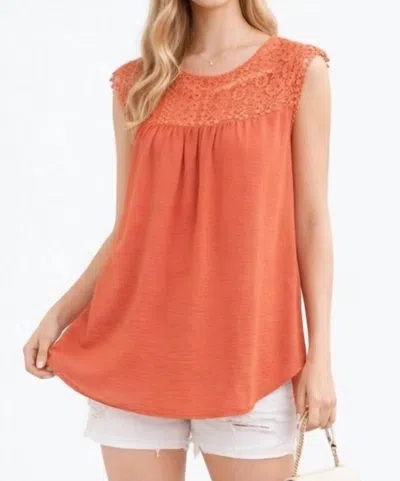 Hailey & Co Lace Yoke Top In Rust In Purple