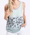 Hailey & Co Leopard Stripe Tank Top In Mint In Green