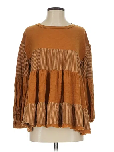 Pre-owned Hailey & Co Long Sleeve Blouse In Brown