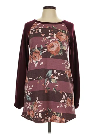 Pre-owned Hailey & Co Long Sleeve Blouse In Burgundy