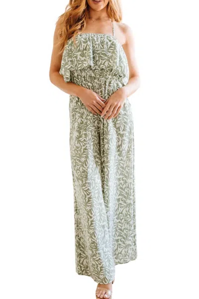 Hailey & Co My Next Adventure Jumpsuit In Leaf Print In Multi