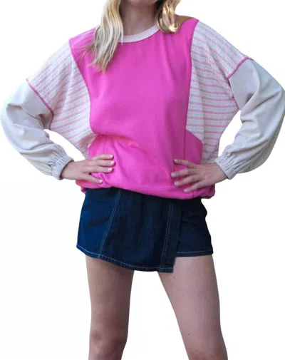Hailey & Co Not That Complicated Pullover In Pink In Multi