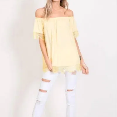 Hailey & Co Off Shoulder Lace Detail Top In Yellow
