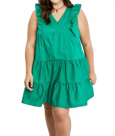 Hailey & Co Play Date Full Size Ruffle Dress In Green