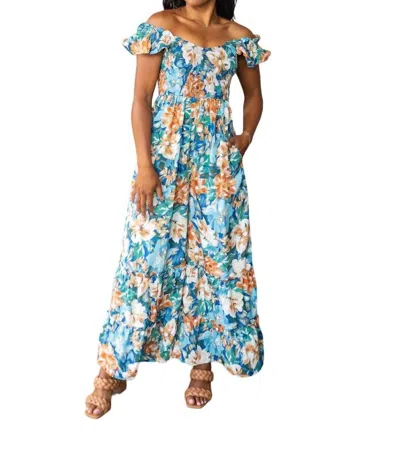 Hailey & Co Pretty Please Floral Jumpsuit In Blue In Multi