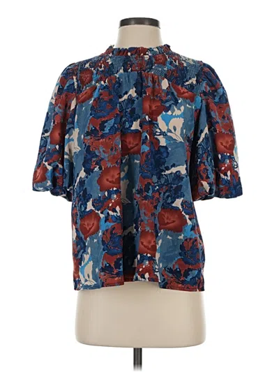 Pre-owned Hailey & Co Short Sleeve Blouse In Blue
