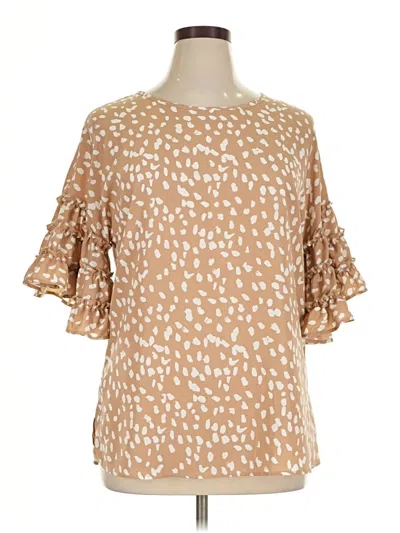 Pre-owned Hailey & Co Short Sleeve Blouse In Tan