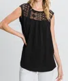 Hailey & Co Sleeveless Laced Top In Black In Black