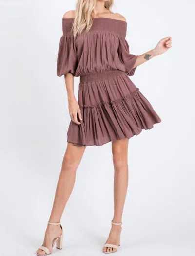 Hailey & Co Smocking Short Dress In Brown