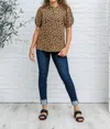 Hailey & Co Spotted Animal Print Blouse In Brown In Brown