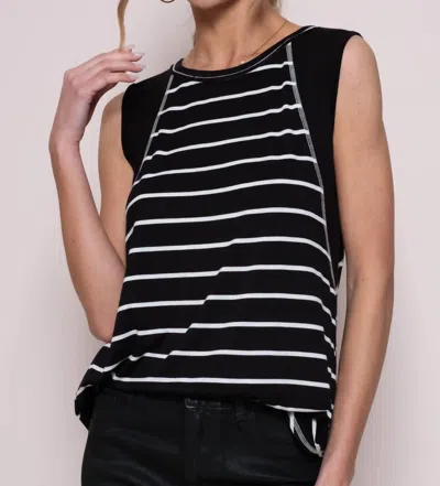 Hailey & Co Striped Basketball Sleeveless Top In Black