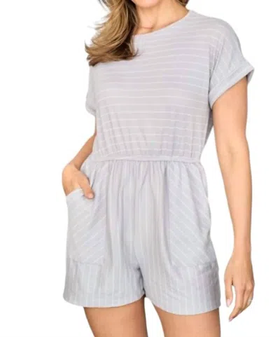 Hailey & Co Striped Knit Romper In Grey