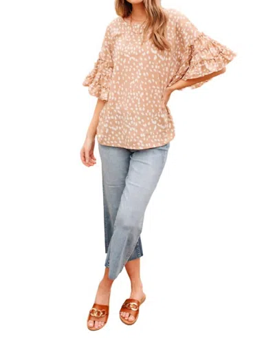 Hailey & Co Sunset Chaser Spotted Top In Taupe In Grey