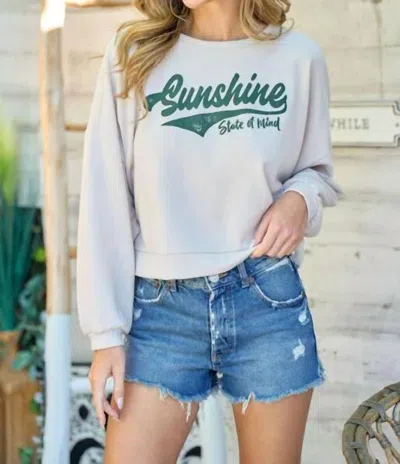 Hailey & Co Sunshine State Of Mind Cropped Top In Taupe In White