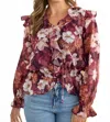Hailey & Co Women's Wanted To Stay Floral Blouse In Burgundy In Pink