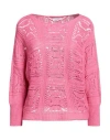 Hailys Woman Sweater Fuchsia Size M/l Cotton, Acrylic In Pink