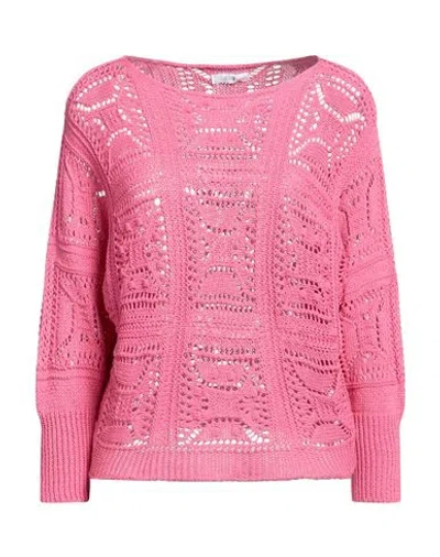Hailys Woman Sweater Fuchsia Size M/l Cotton, Acrylic In Pink