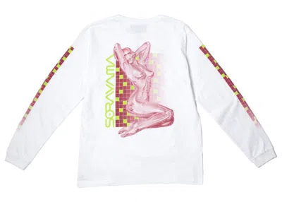Pre-owned Hajime Sorayama Men's  X Medicom Toy Sexy Robot 02 Long Sleeve Tee Shirt In White/burgundy
