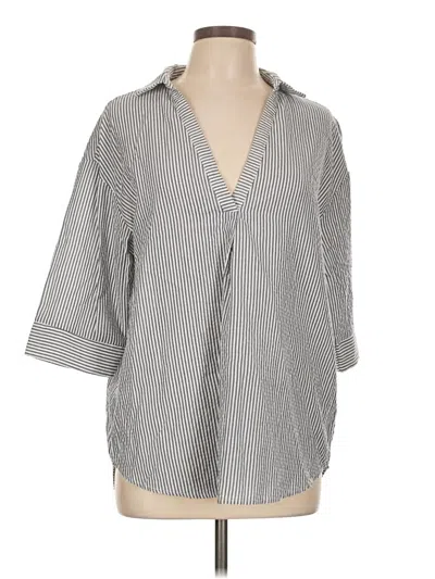 Pre-owned Halara 3/4 Sleeve Button Down Shirt In Gray