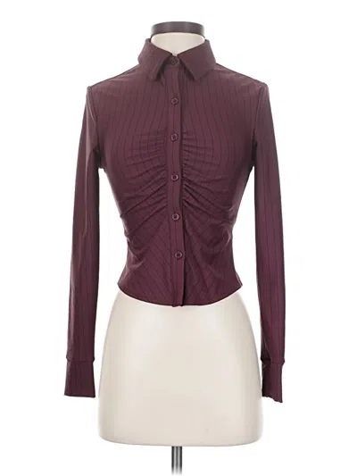 Pre-owned Halara Long Sleeve Blouse In Burgundy
