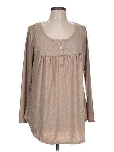 Pre-owned Halara Long Sleeve Henley Shirt In Brown