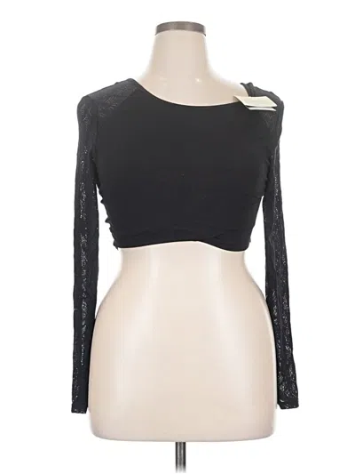 Halara Long Sleeve Top Black One Shoulder Neckline Tops