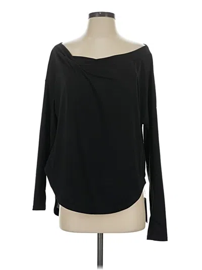 Pre-owned Halara Long Sleeve Top Black One Shoulder Neckline Tops
