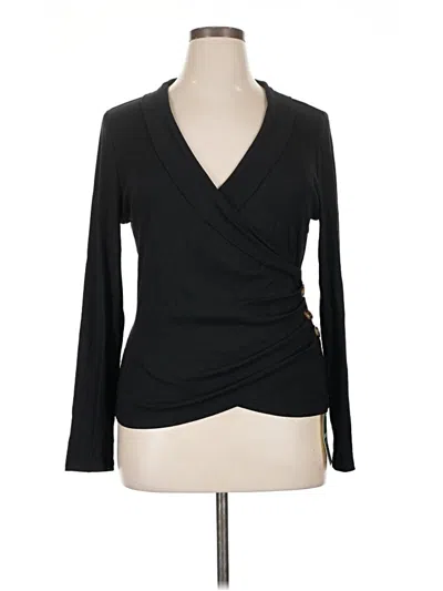 Halara Long Sleeve Top Black Plunge Neckline Tops