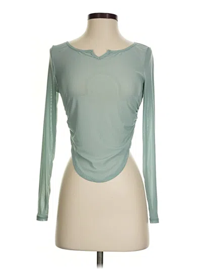 Pre-owned Halara Long Sleeve Top Green Keyhole Neckline Tops