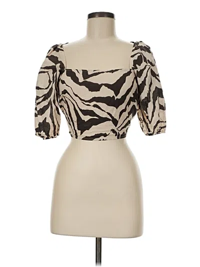 Pre-owned Halara Short Sleeve Blouse In Tan