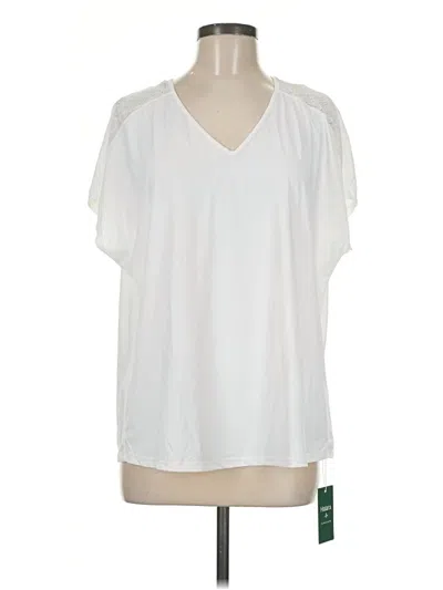 Pre-owned Halara Short Sleeve Blouse In White