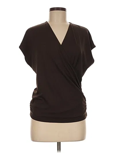 Pre-owned Halara Short Sleeve Top Brown Cowl Neck Tops