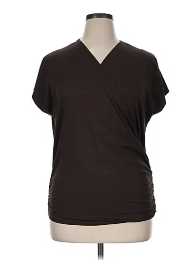 Pre-owned Halara Short Sleeve Top Brown V-neck Tops
