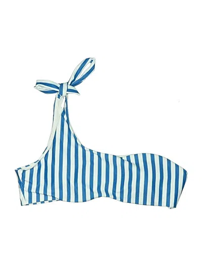 Pre-owned Halara Swimsuit Top Blue Stripes Pattern Swimwear