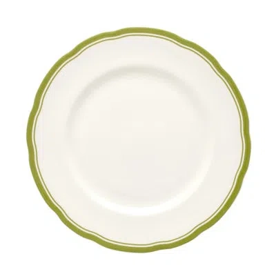 Halcyon Days 10" Scalloped Plate In Green,white