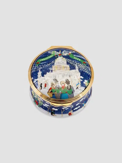 Halcyon Days 2024 Christmas Carolers At St. Paul's Enamel Box In Blue