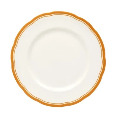 Halcyon Days 8” Scalloped Plate In Orange,white