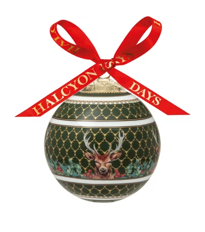 Halcyon Days Antler Trellis Stag Bauble In Green Multi
