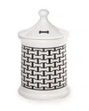 Halcyon Days Bone Trellis Small Treat Jar In Black