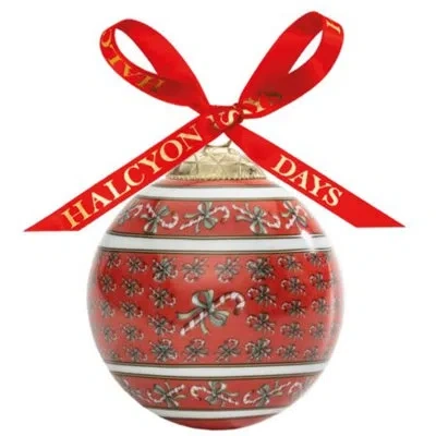 Halcyon Days Candy Cane Ornament In White;red;gold