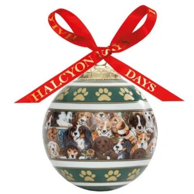 Halcyon Days Dogs Leave Paw Prints Ornament In White;green;yellow