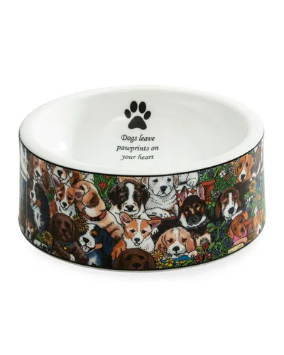 Halcyon Days Dogs Leave Pawprints Large Bowl In Multi