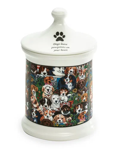Halcyon Days Dogs Leave Pawprints Small Treat Jar In Multi