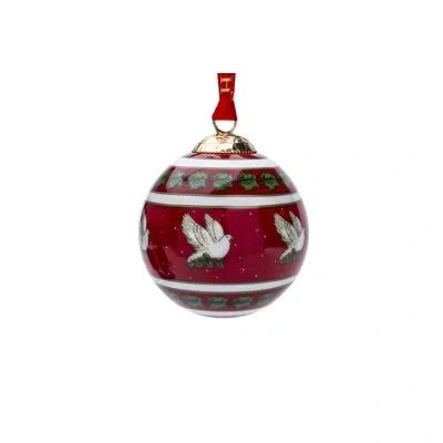 Halcyon Days Dove Of Peace Ornament In White;green;red