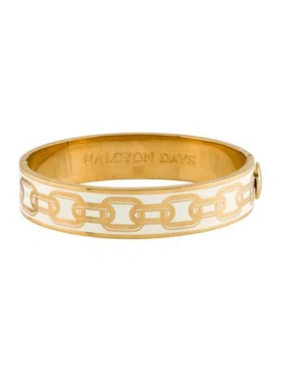 Pre-owned Halcyon Days Enamel Chain Hinge Bangle, 7", 7", 7" In White