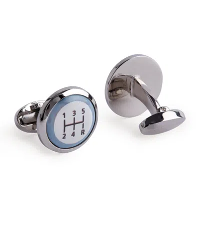 Halcyon Days Enamel Gear-stick Cufflinks In Metallic