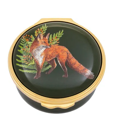 Halcyon Days Enamel Woodland Wildlife Fox Box In Green