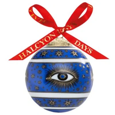 Halcyon Days Evil Eye Ornament In Blue;white;gold