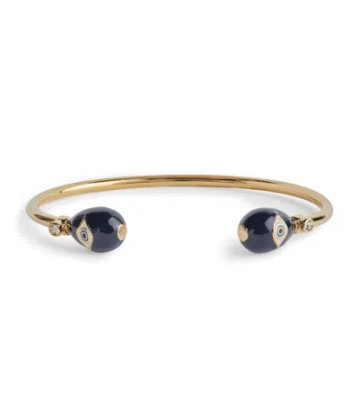 Halcyon Days Evil Eye Torque Bangle In Blue